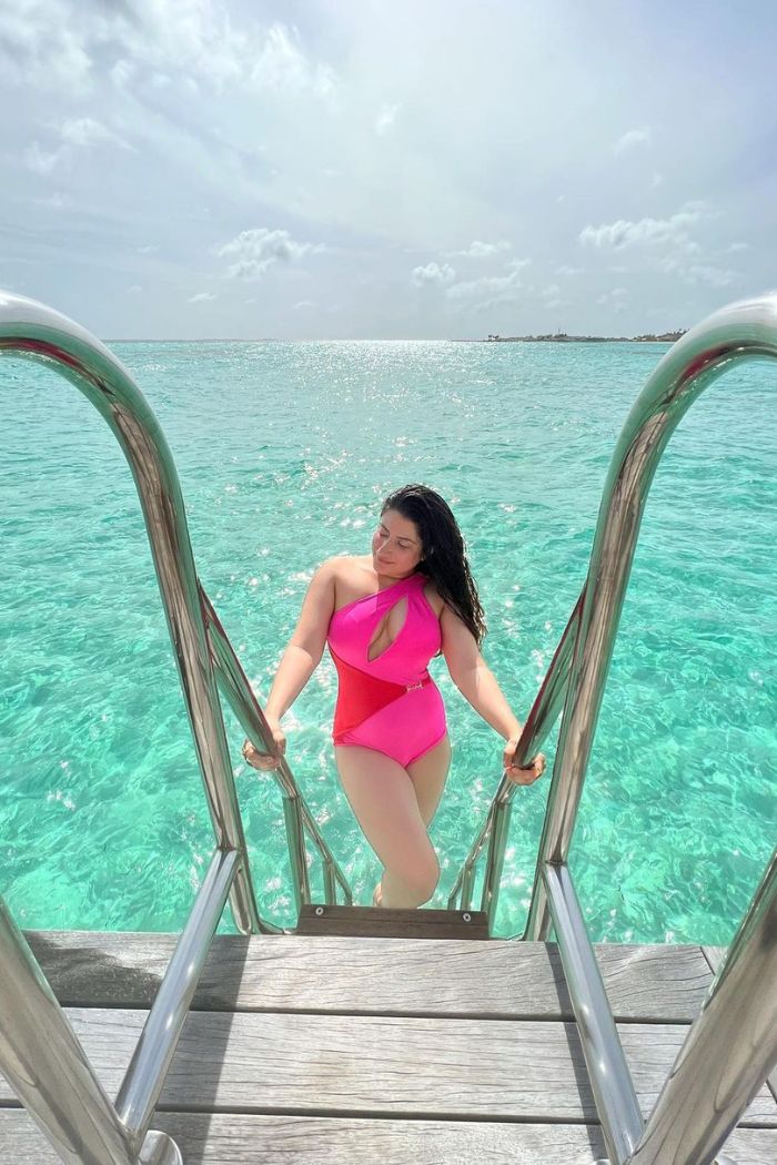 Trishaka Sikka in our  Under a Neon sky swimsuit