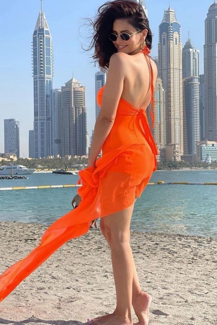 Aamna Sharif in our Orange is the new black Swimsuit