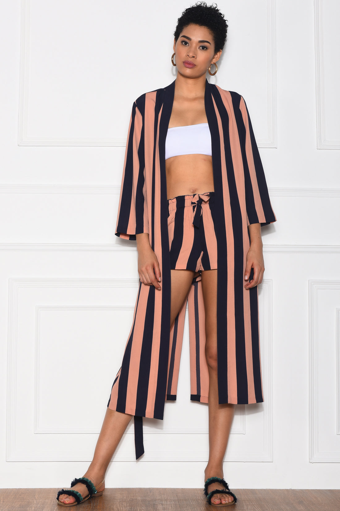 Striped duster coat hotsell