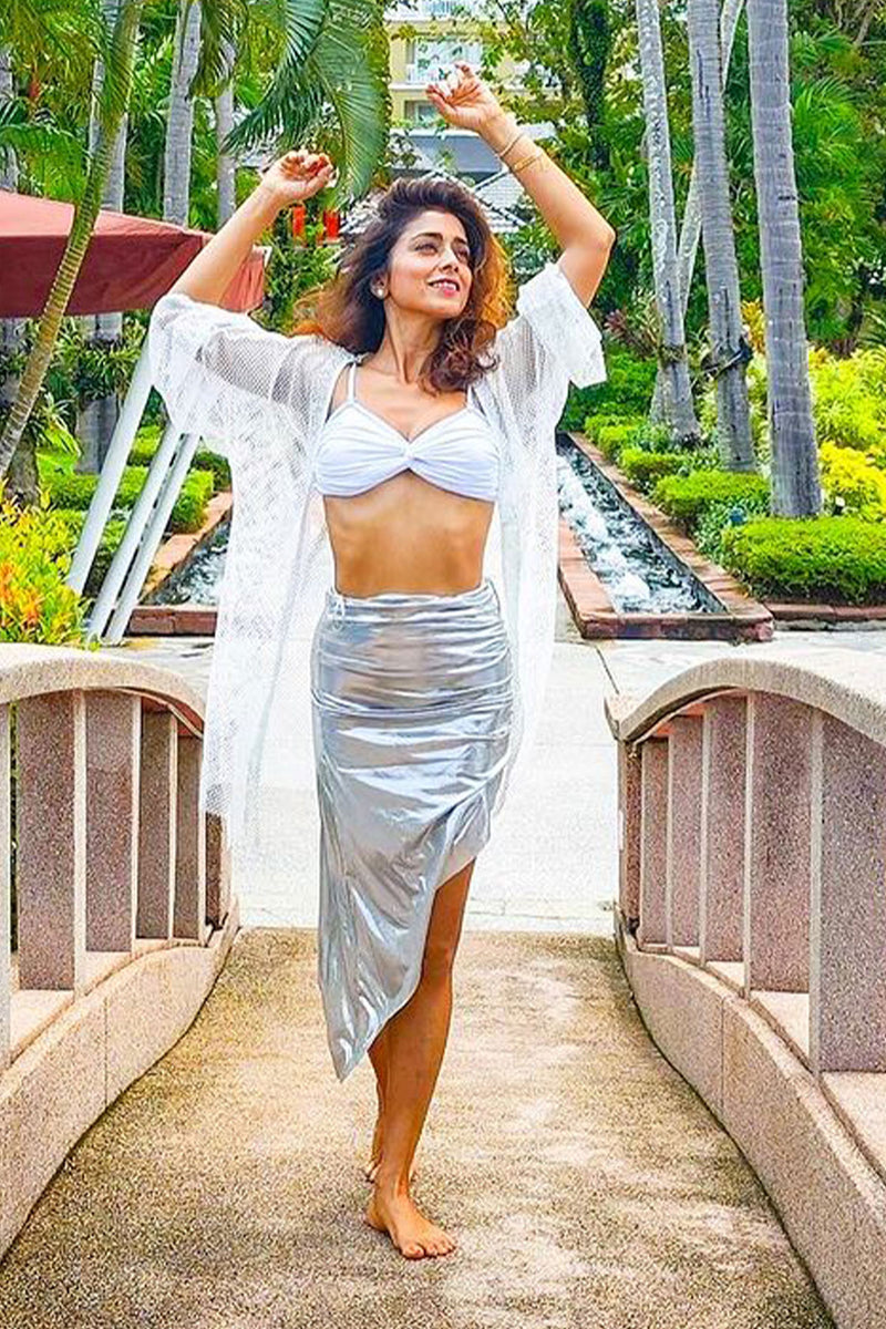 Shriya saran In Marianna mesh cover up