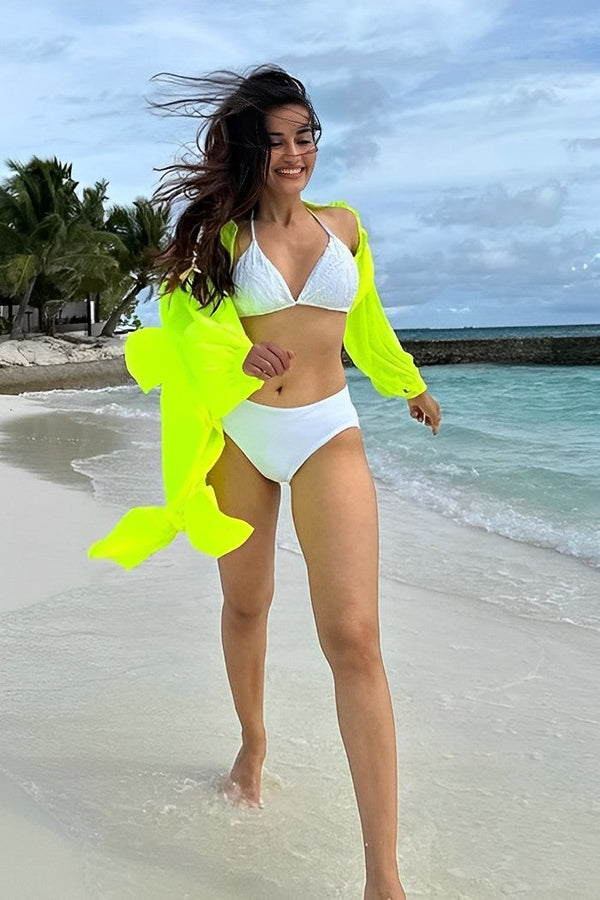 Sift 2019 Women Halter Sling Chiffon Beach Towel Silk Sling Beach Print  Bikini Blouse Flower Open-Back Beach Dress Cover-ups:Green, One Size :  : Clothing & Accessories