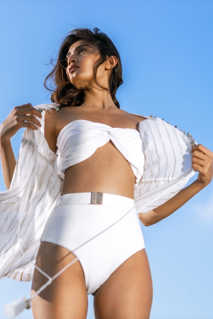 Pranutan Bahl in our  Cloud Commuter White  Cover up