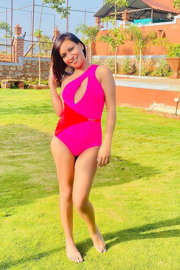 Malini Agarwal in our  Under a Neon sky swimsuit
