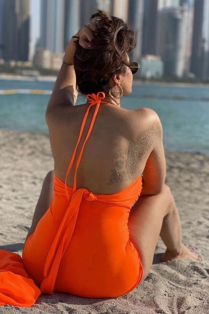 Aamna Sharif in our Orange is the new black Swimsuit