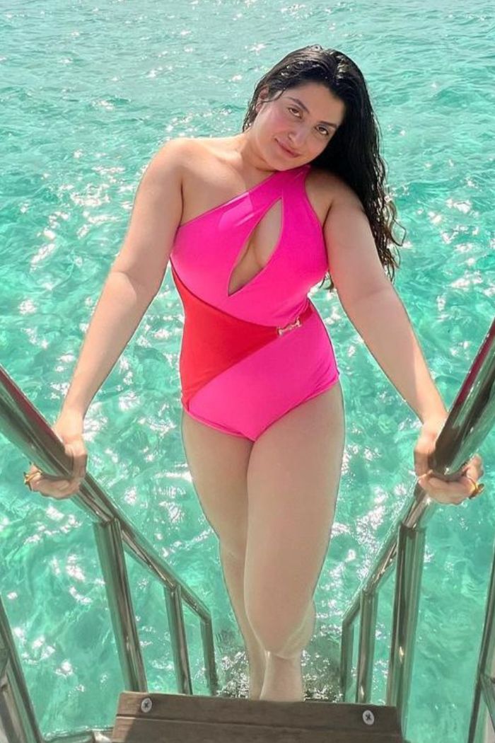 Trishaka Sikka in our  Under a Neon sky swimsuit