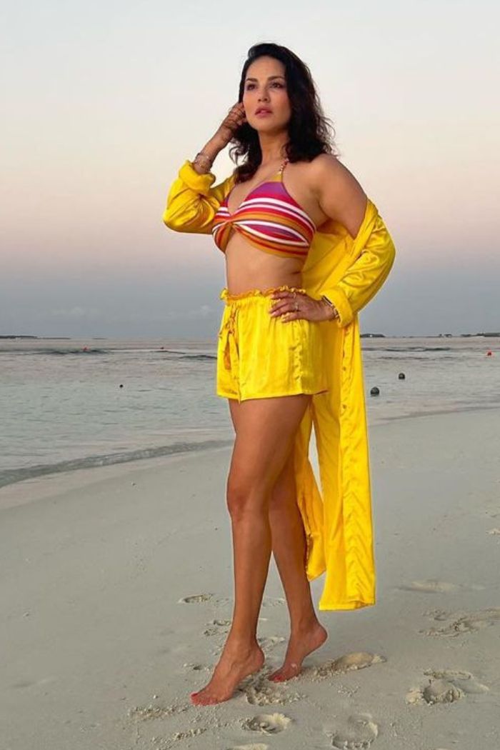 Sunny leone in our Dopamine | sunshine duster & shorts