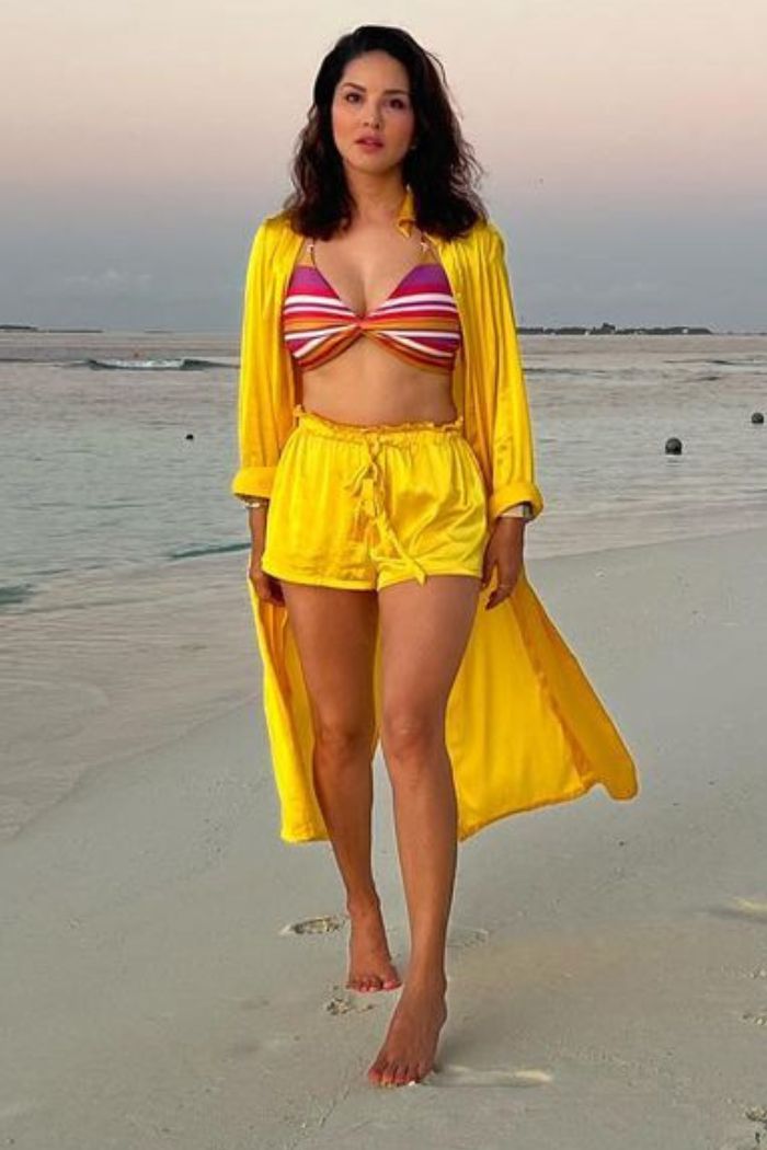 Sunny leone in our Dopamine | sunshine duster & shorts