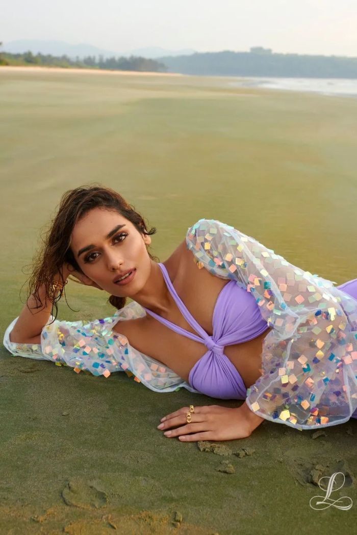 Manushi Chillar in our Jet-Set-Flirter Swimsuit- Lavender
