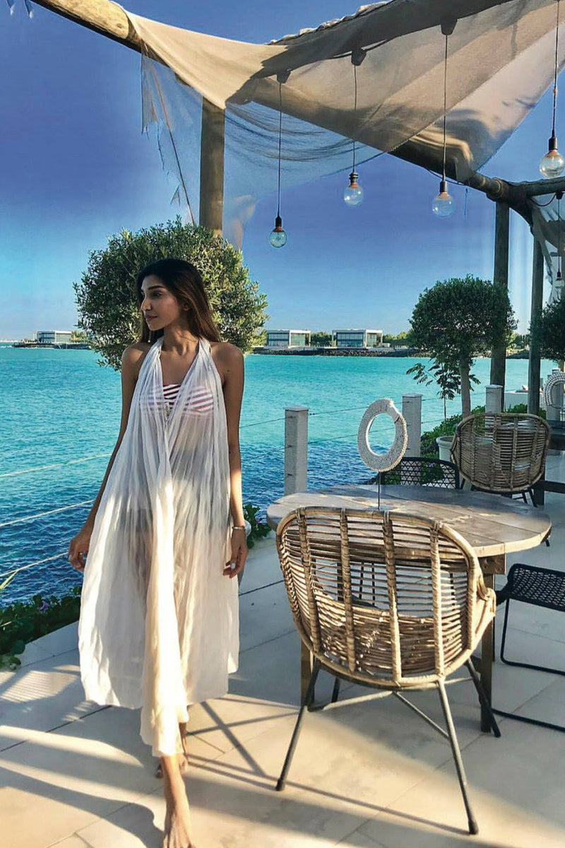 Juhi Gambodia In Our White Triangular Wrap Sarong Wrap Dress Juhi Gambodia In Our White Triangular Wrap Sarong Wrap Dress