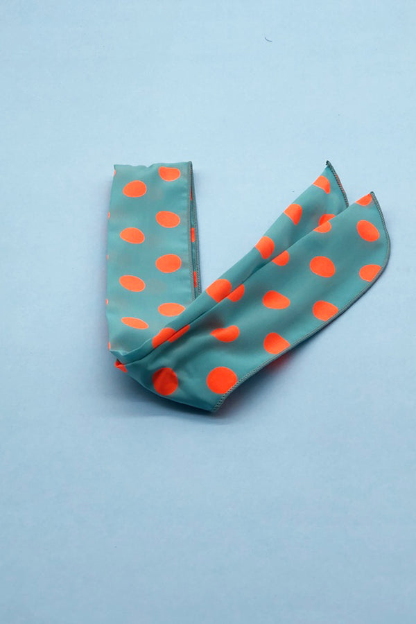 Polka Head Tie- Sky Mint And Orange