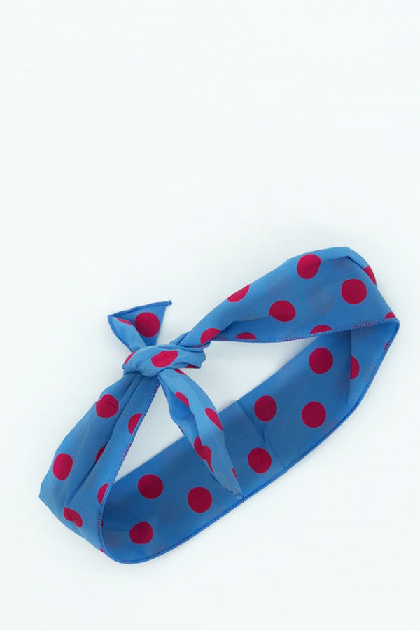 Polka Head Tie- Blush And Azure