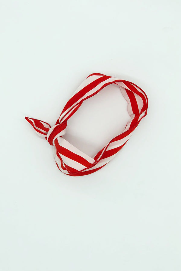 Striped Head Tie- Red And White