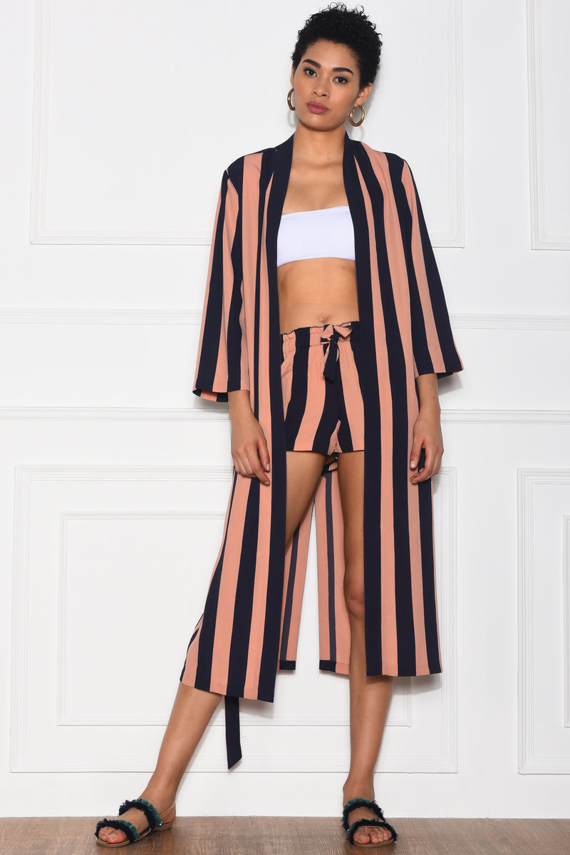 Take Me Over Striped Duster And Coat